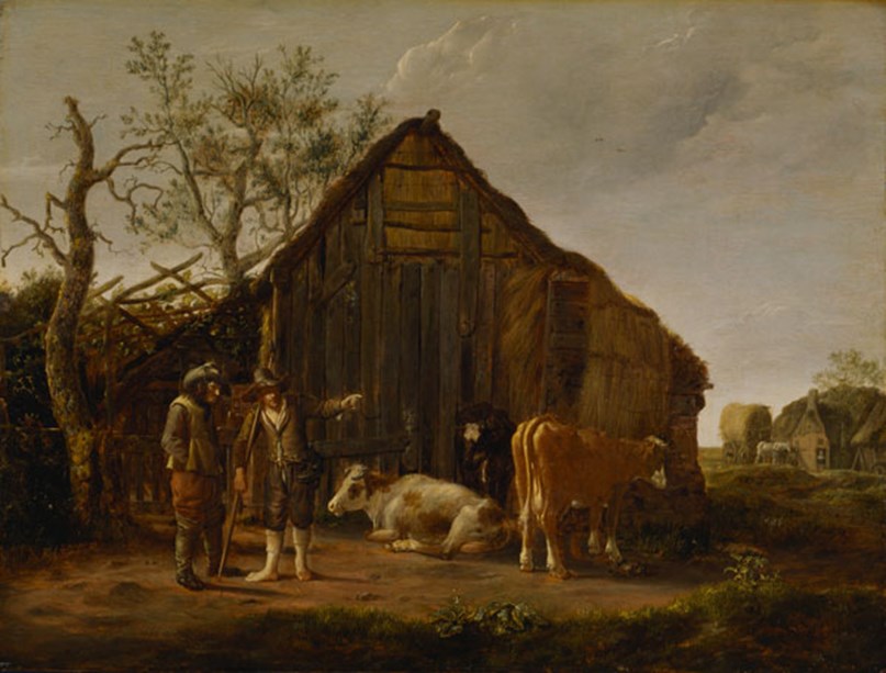 Two Peasants with Cows