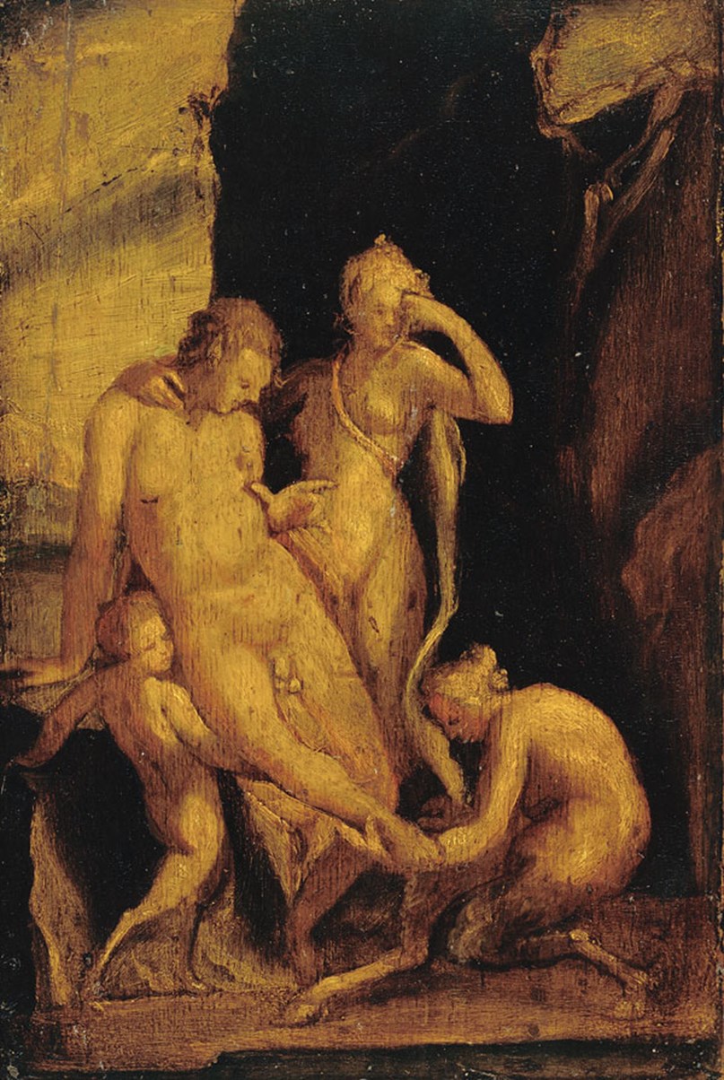 Oreads removing a Thorn from a Satyr’s Foot