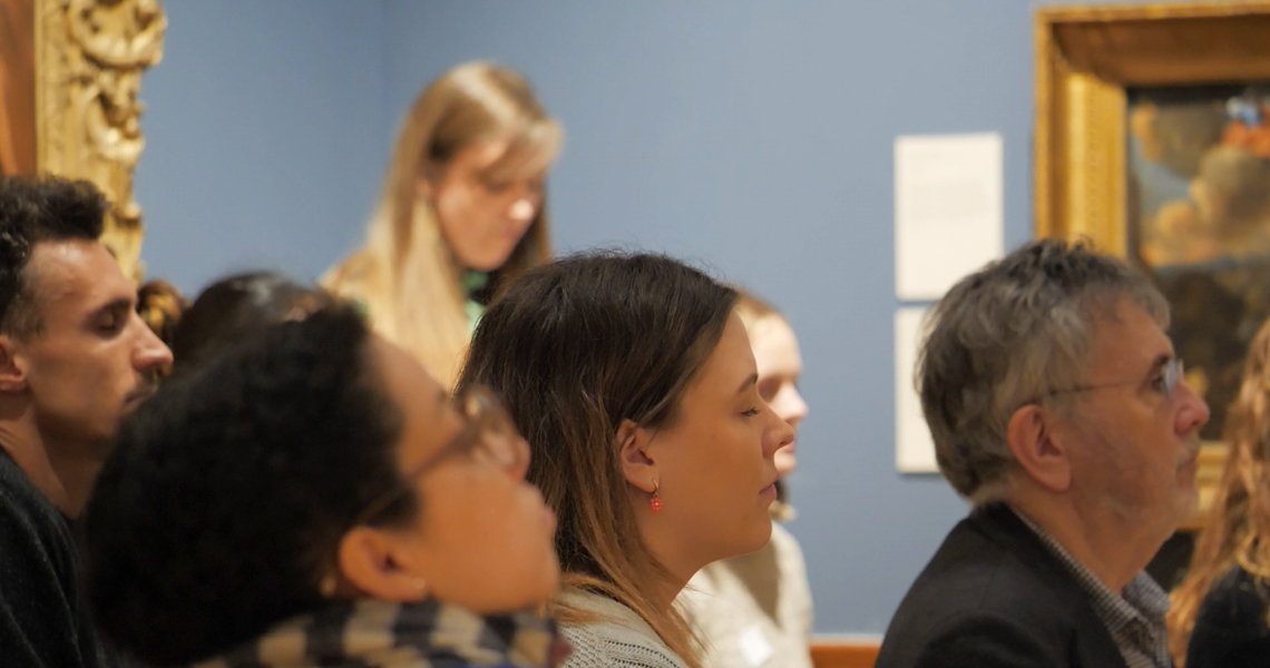 Participants taking part in a mindfulness exercise