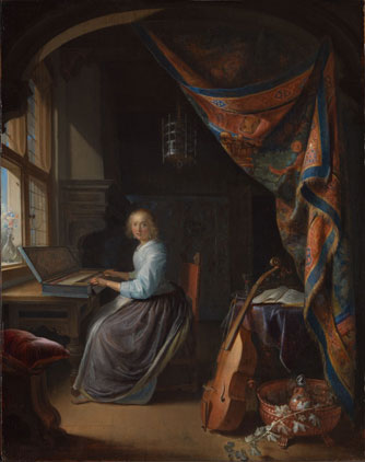 A Woman playing a Clavichord