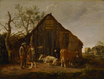 Two Peasants with Cows