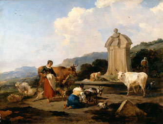 Roman Fountain with Cattle and Figures